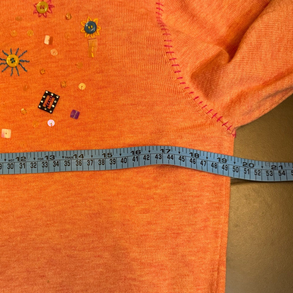 I.E. RELAXED Beaded cardigan women's LG button up long sleeve orange sweater EUC - Picture 8 of 10